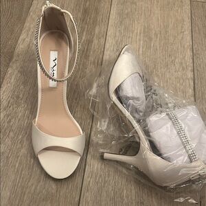 Nina Ivory Volanda Rhinestone Ankle-Strap Stiletto Heels